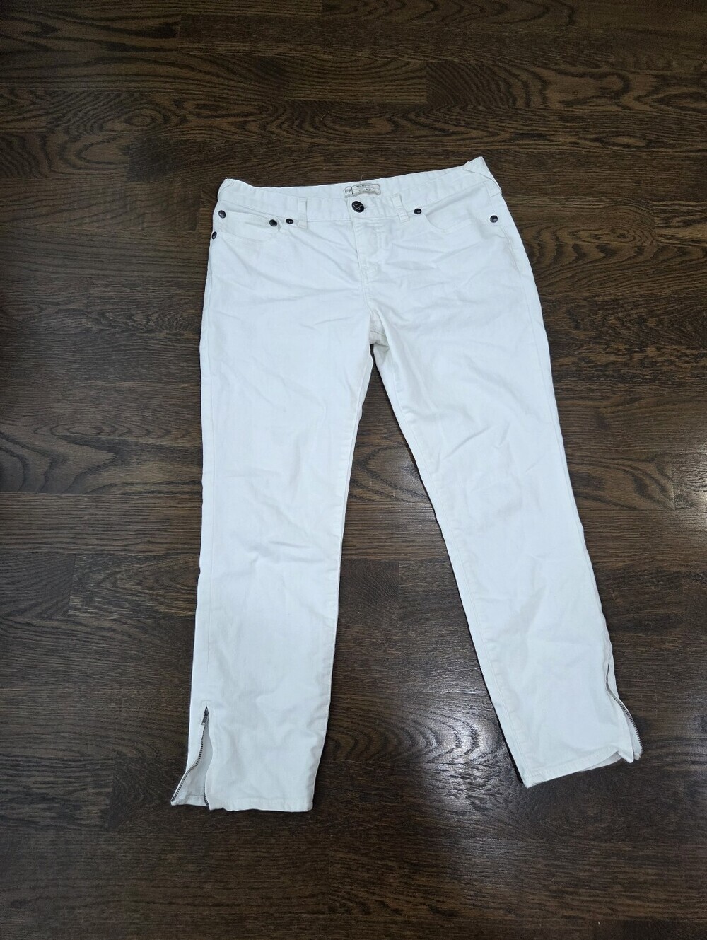 Free Peopke White Denim Zip-Hem Pants Sz.31